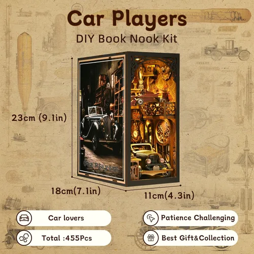 Vista 2 de TOYQI Kit de Rincón de Libros, Kits de Rincón de Libros para Adultos, Kit de Casa de Muñecas en Miniatura DIY Rompecabezas de Madera 3D Booknook