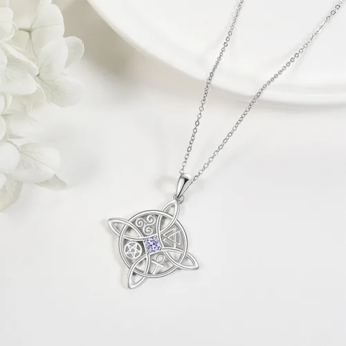 Vista 31 de YAFEINI Collar con dije de nudo de bruja de plata de ley, amuleto de bruja de cruz celta, regalo para mujer
