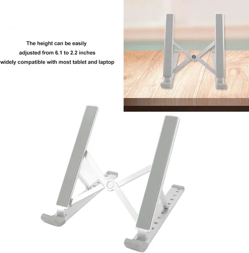 Vista 3 de Luqeeg Soporte para laptop para escritorio, soporte ergonómico ajustable de aluminio portátil para laptop, soporte plegable para computadora