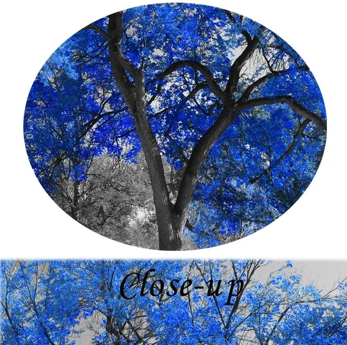 Vista 5 de KREATIVE ARTS Lienzo extra grande para paredes del hogar, 7 piezas, arte de pared, árbol azul, paisaje, blanco y negro, enmarcado y estirado