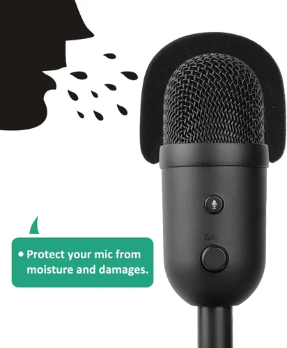 Vista 3 de Filtro pop de micrófono y parabrisas de espuma para Razer Seiren V2 X Mic, micrófono profesional con cubierta de micrófono de espuma para grabación