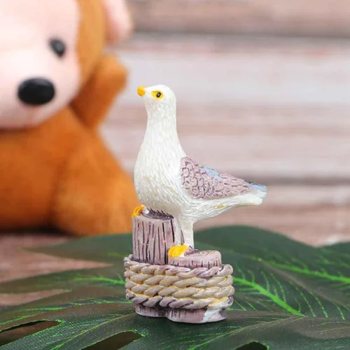 Vista 5 de Garneck 18 piezas de figura de jardín de hadas, miniaturas de gaviota, miniaturas de gaviota, adornos de gaviota, adornos de césped, decoración