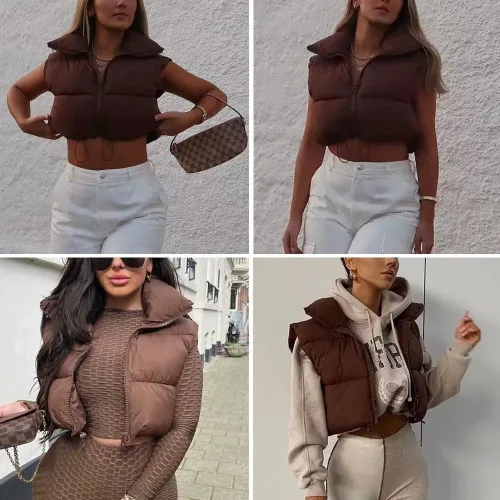 Vista 5 de Chaleco acolchado para mujer ligero sin mangas cálido para exteriores acolchado chaleco acolchado