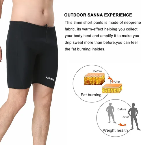 Vista 8 de REALON Wetsuit Shorts Neoprene Men 3mm Buoyancy Swim Pants Adult Women Sweat Wet Suit Trunks Jammers Keep Warm Water Sport Aerobics for Swimming