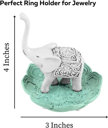 Vista 2 de Evelots Soporte para anillos-Buena Suerte Elefante-Joyería-CuencoSoporte-PendienteCollares