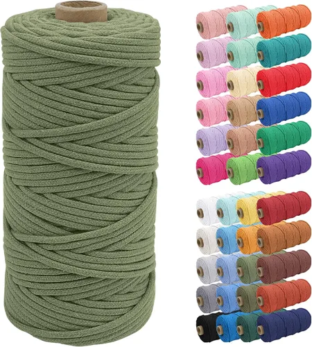 Vista 51 de JeogYong Cuerda de macramé de 0.157 in x 109 yardas, cuerda trenzada de algodón natural, cuerda de macramé para bolsas de ganchillo, colgar