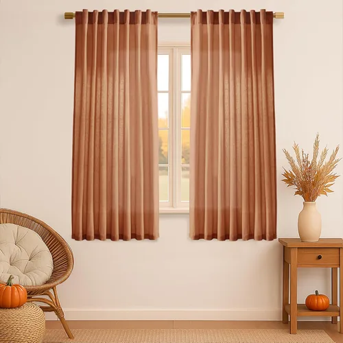 Vista 46 de XTMYI - Cortinas transparentes de 54 pulgadas de largo, juego de 2 paneles para baño, cortinas cortas de lino y algodón con semi privacidad