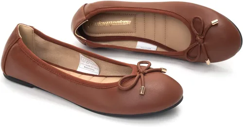 Vista 5 de FUNKYMONKEY Zapatos planos de ballet para mujer, estilo casual, sin cordones, con lazo y punta redonda