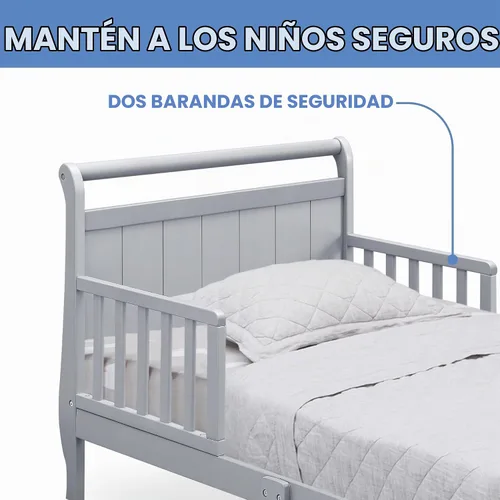 Vista 6 de Delta Children - Cama de madera estilo carruaje para niños pequeños, color gris