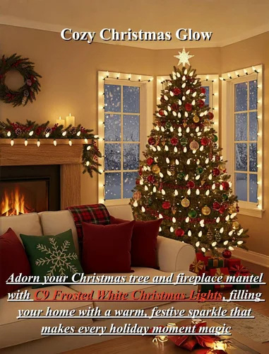 Vista 6 de Luces de Navidad blancas cálidas de 25 pies para exteriores, luces de Navidad blancas esmeriladas con 26 bombillas incandescentes (1 repuesto), luz