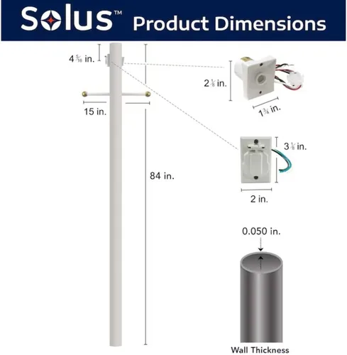 Vista 4 de Solus Poste de lámpara de entierro directo de 7 pies, poste de luz de aluminio para exteriores con brazo cruzado decorativo, sensor de atardecer a