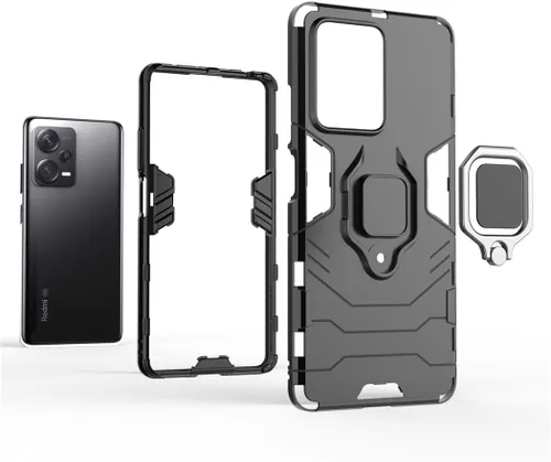 Vista 4 de Compatible con funda Xiaomi Mi Redmi Note 12 Pro Plus 5G, soporte de anillo de metal a prueba de golpes