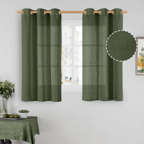 Vista 52 de LAMIT Cortinas de lino marrón caramelo para sala de estar, 84 pulgadas, de lino sintético, texturizado, filtrante de luz, paneles de privacidad