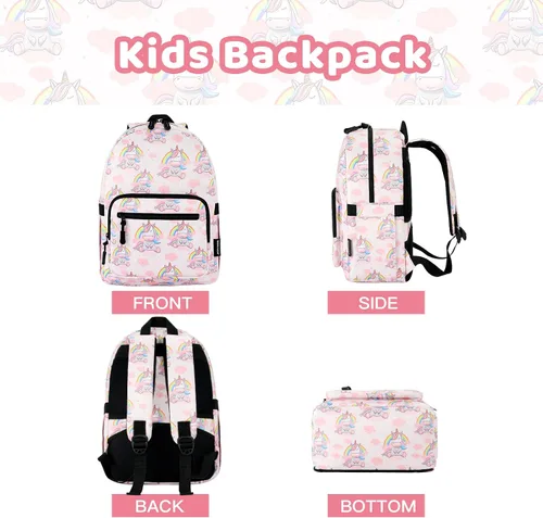 Vista 2 de JOYHILL Mochilas para niños, bonita mochila preescolar ligera resistente al agua, correas de hombro ajustables para niños, Unicornio Apink, Classic