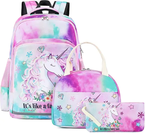 Vista 8 de BTOOP Mochila escolar para niñas y niños, con bolsa de almuerzo aislada y bolsa para lápices