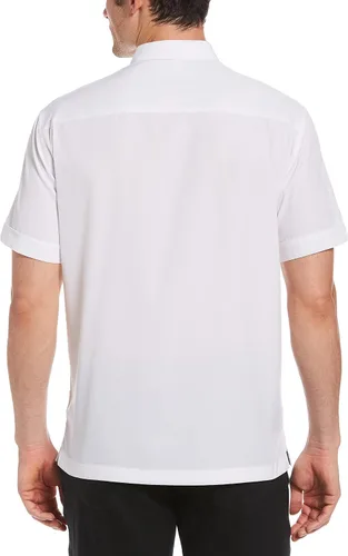 Vista 5 de Cubavera Camisa de manga corta con paneles para hombre, ajuste clásico, resistente a las arrugas, camisa casual con botones y cuello extendido