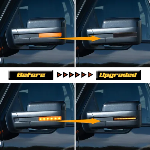 Vista 4 de Luces LED secuenciales para espejo lateral con lente ahumada Compatible con Ford F150 2009 a 2014
