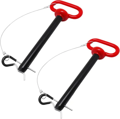 Vista 11 de Pasador de enganche de remolque, pasador de enganche de remolque de tractor de 1/2 pulgada y clip, pasadores de remolque con mango negro recubierto