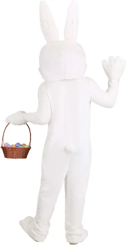 Vista 5 de Disfraz unisex de conejo de Pascua para adultos, disfraz de mascota de conejo blanco festivo para hombres y mujeres