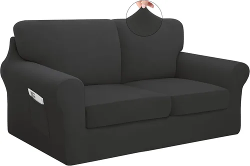 Vista 34 de Easy-Going - Funda elástica para sofá (7 piezas), tamaño XL, color negro Juego de funda de sofá lavable para 3 cojines de respaldo y asiento