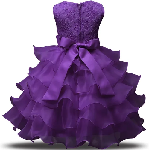 Vista 2 de NNJXD - Vestido de niña con volados y encaje, para fiesta o boda