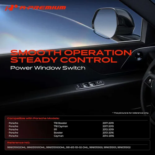 Vista 2 de A-Premium Interruptor de ventana eléctrica principal del lado del conductor delantero compatible con Porsche 911 2012-2019, Boxster 2013-2016