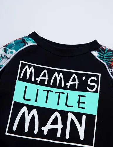 Vista 9 de KANGKANG Conjunto de sudadera de manga larga con estampado de letras para niños pequeños, conjunto de pantalones con estampado de dinosaurio