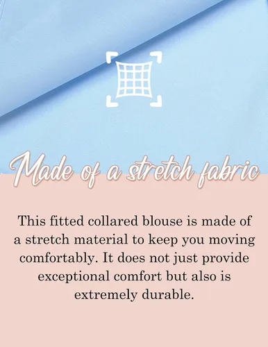 Vista 4 de HOTOUCH Camisa básica elástica con botones para mujer, de manga larga, ajustada, para el trabajo, oficina, blusa