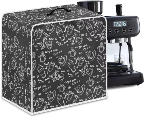 Vista 59 de Funda para cafetera, poliéster, azul, se adapta a la mayoría de máquinas de café estándar, protector resistente al polvo, huellas dactilares