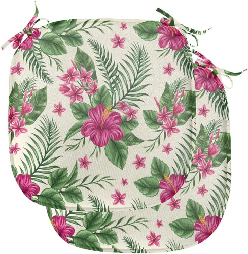 Vista 227 de Ambesonne Cojín de asiento para silla de flores, detalles florales con hojas y remolinos, estampado artístico romántico y vívido y vibrante