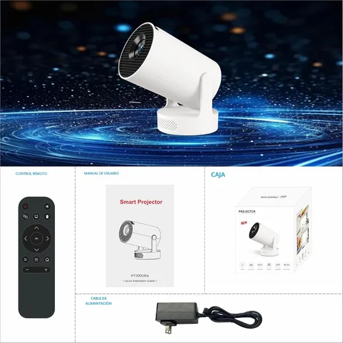 Vista 8 de Mini proyector con WiFi y Bluetooth, compatible con corrección Keystone automática 4K 1080P 170 ANSI, proyector portátil giratorio de 210°