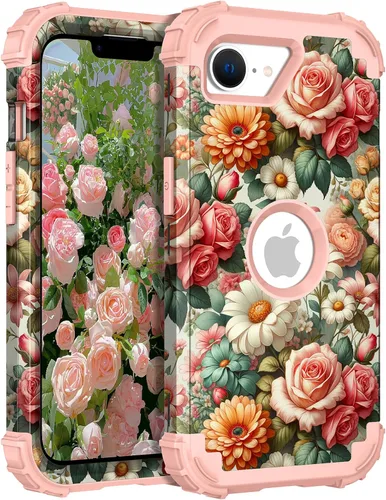 Vista 47 de Hocase Funda para iPhone SE 2022/2020, resistente a prueba de golpes, de plástico duro+goma de silicona, funda protectora híbrida para iPhone SE