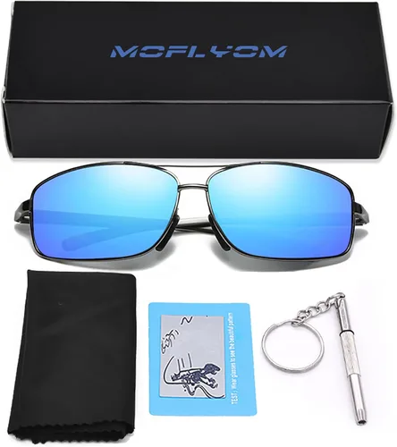 Vista 7 de MOFLYOM Polarized Sunglasses for Men Driving Fishing Mens Sunglasses Rectangular Metal Frame