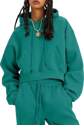 Vista 31 de Kissonic Conjunto deportivo de forro polar para mujer, 2 piezas, sudadera con capucha y pantalones deportivos