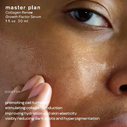 Vista 2 de Master Plan, colágeno Renew Growth Factor Serum con péptido clínico, ácido hialurónico y biofermento de algas marinas