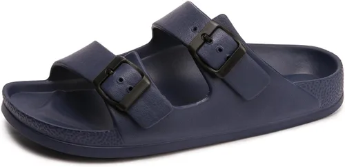 Vista 22 de FUNKYMONKEY - Sandalias bajas cómodas para mujer, hechas de etilvinilacetato, ajustables con hebilla doble