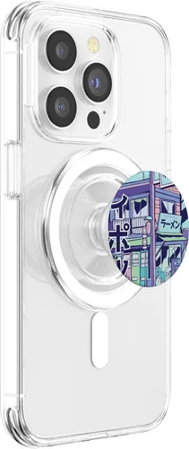 Vista 4 de Pink Purple Blue Synthwave PopSockets PopGrip: agarre intercambiable para teléfonos y tabletas PopSockets MagSafe PopGrip para iPhone
