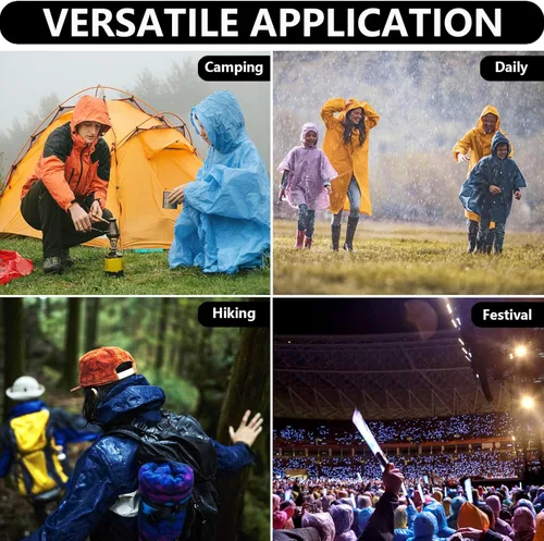 Vista 7 de AIMLYXEE Poncho de lluvia impermeable ligero reutilizable con capucha bolsillo para actividades al aire libre de adultos