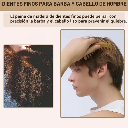 Vista 6 de Paquete de 2 peines de madera, peines para el cabello