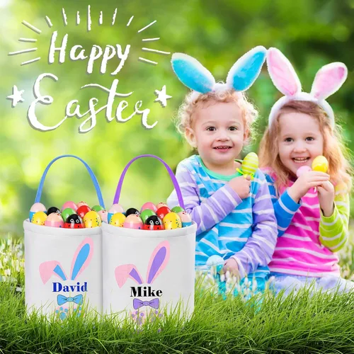 Vista 6 de Jocidea - Regalos de Pascua personalizados para niños, cesta de Pascua personalizada para niños, cesta de Pascua de peluche, cesta de Pascua