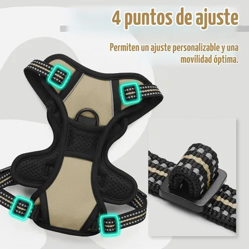 Vista 4 de Rabbitgoo - Arnés para perros sin tirón con 2 clips de correa, chaleco Oxford reflectante acolchado suave ajustable sin estrangulamiento