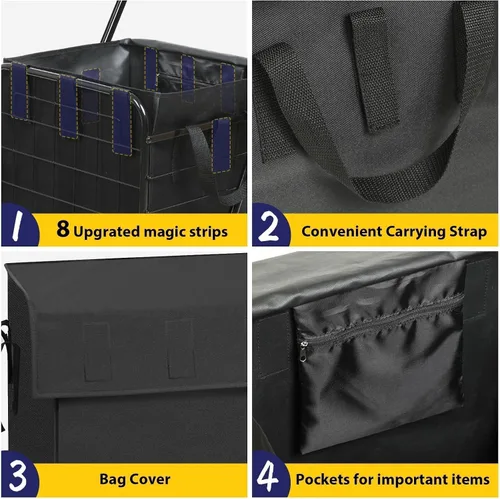 Vista 6 de Siffler Carrito de compras con capacidad de 396lbs, carrito de compras grande actualizado con ruedas, carritos de compras plegables resistentes