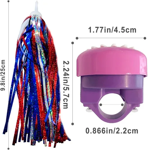 Vista 3 de Campana de bicicleta para niños y serpentinas para niñas, 1 paquete de campanas de bicicleta de flores con 2 serpentinas de bicicleta