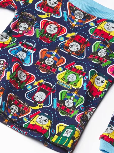 Vista 3 de Thomas Friends Conjunto de pijama de manga larga de 4 piezas para niños pequeños y bebés