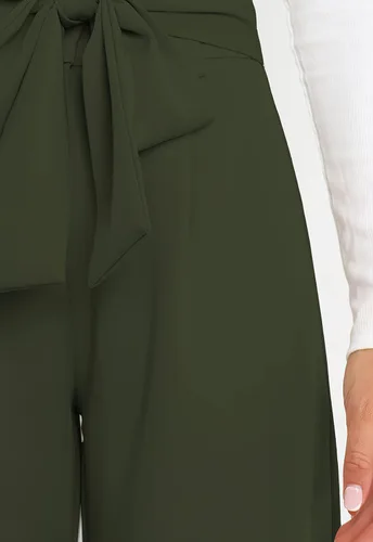 Vista 5 de ebossy Pantalones palazzo elásticos de cintura alta para mujer, pierna ancha, casual, elegante, para negocios, fiesta, pantalones largos con cinturón