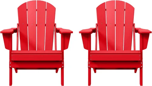 Vista 32 de WO Home Furniture Laguna Silla plegable Adirondack de polietileno de alta densidad, silla para patio para todo tipo de clima, para jardín al aire