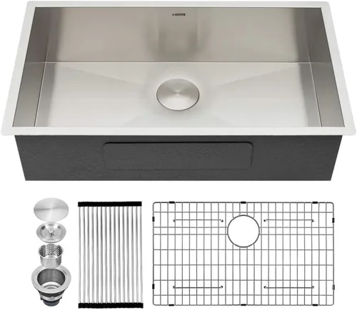 Vista 20 de Kichae Fregadero de Barra Bajo Montaje - Fregadero de Barra de Preparación de 12 x 15 Pulgadas de Acero Inoxidable Calibre 16 Fregadero de Cocina