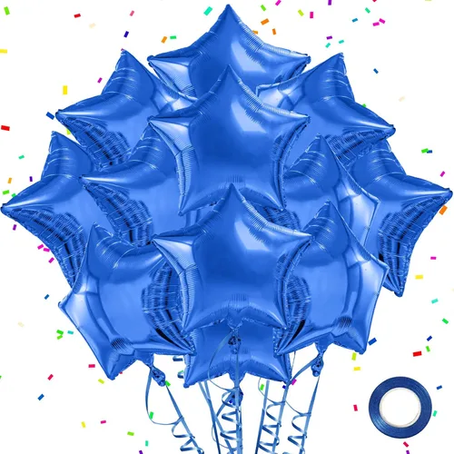 Vista 12 de Kit de arco de globos del 4 de julio, globos rojos, blancos y azules, globos de estrella, globos de Mylar de aluminio de helio, 12 piezas