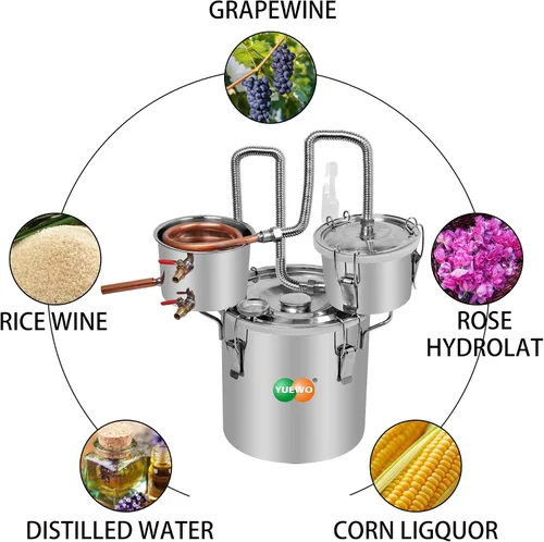 Vista 7 de YUEWO nuevo 3 macetas DIY 8 Gal 30 litros alcohol Moonshine etanol todavía licores acero inoxidable caldera agua hogar destilador vino kit