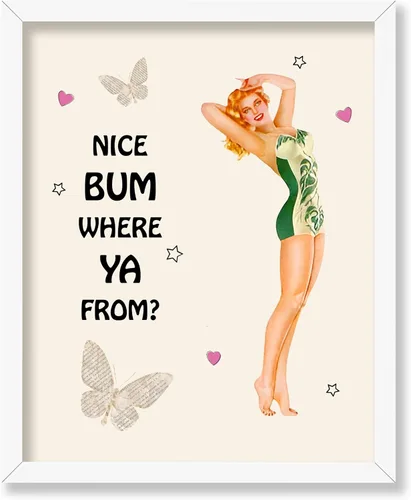 Vista 36 de Poster Master Pin Up Girl Poster - Better Late Than Ugly Print - Butterfly Art - Modern Art - Trendy Art - Gift for Men & Women - Funny Decor for